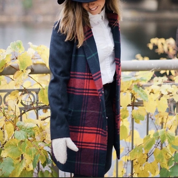 Gap Buffalo Plaid Wool Cable Car Long Peacoat - Picture 3 of 9